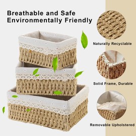 PALUDO Set of 3 Storage Baskets, 3 Sizes Bathroom Basket Woven Changing Table Organiser Basket Boxes Basket Small Woven Bedroom Make-up Basket