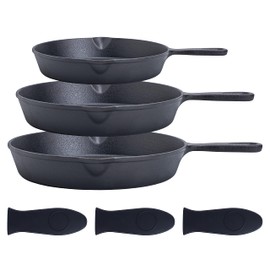 Bruntmor Pre-seasoned 6 Inch Black Cast Iron Nonstick Frying Pan | Set of 4| Oven Safe Cast Iron Skillet | Egg Pan/Grill Pan Set | Cast Iron Pot/Cast Iron Pan For Christmas.