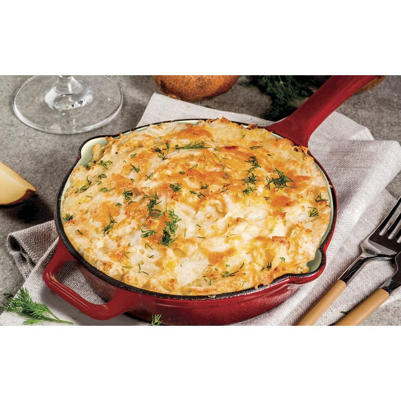 Eternal Living Enameled Cast Iron 10" Skillet Fry Pan Red