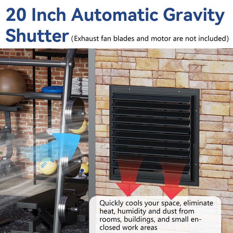 AIWFL 20 Inch Aluminum Automatic Gravity Shutter Louver Vent, 2