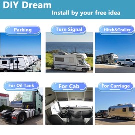 Skid Steer 2 Split Touchable Screen 128GB Large Audio 1080P Image 11 Inch Monitor Backup Camera Built-in DVR Video for RV Truck Trailer Rear Front Reversing View Wired System RV102