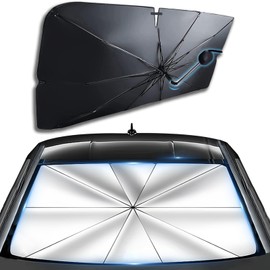 Custom-Fit for Ford Windshield Sun Shade Umbrella, 360°Rotation Bendable Car Umbrella Sunshade Cover UV Block Car Front Window, Designed for Ford Accessories (for Ford Focus)