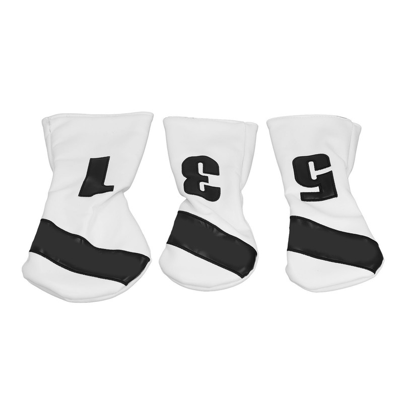 3PCS Golf Club Head Cover PU Leather Waterproof Protective Golf