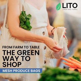 Mesh Produce Bags |Cotton Mesh Bags for Vegetables| Reusable Produce Bags Onion Storage Bags | Mesh Grocery Bag Vegetable Bag Fruit bag Food Bag| 10"x18" 6-Pack