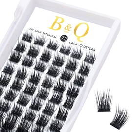 BQ Lash Individual Eyelashes, 72 Clusters, Coloured Eyelashes, Individual at Home Cluster Lashes, B21, B01, B02, Black Eyelashes for DIY Eyelash Extensions, DIY Eyelashes (B21, D - 16 mm)