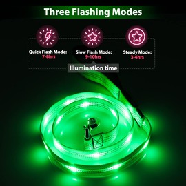 Candofly Reflective LED Dog Leash - Glow in The Dark Dog Leash USB Reachargeable Lighted Dog Rope, 4 Ft Durable Water Resistant Flashing Dog Leash for Pet Dogs Walking at Night (Green)