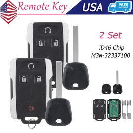 Unbranded 2 For 2014 2015 2016 2017 2018 Chevy Silverado Remote Key Fob + Ignition Key