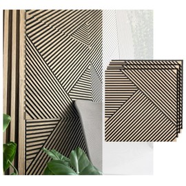 Lineacraft 3D Wall Panel MDF + PVC. Panel 7 - Pack 24.0 x 24.0 in. Color Light Oak for Interior Wall Decor, Living Room, Bedroom, Office.