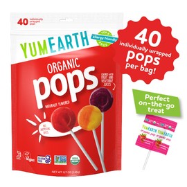 YumEarth Organic Pops Variety Pack, 40 Fruit Flavored Favorites Lollipops, Allergy Friendly, Gluten Free, Non-GMO, Vegan, No Artificial Flavors or Dyes