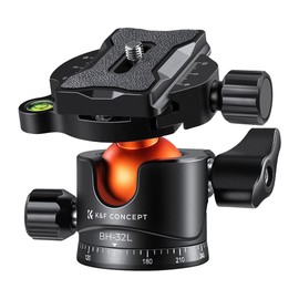 K&F Concept Free Head 32mm Ball Bed, Load Capacity 12kg, Aluminum, 360° Rotation, 1/4 Screw, Compatible with Arca-Swiss Plate, for DSLR, Video Camera, Tripod, Monopod