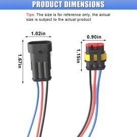 GAOLAOSY 5PCS 3 Pin Car Waterproof Electrical Connector, 16 AWG Quick Disconnect Terminal Wire Connectors Plug, Automotive Male and Female Way Kit for Car Truck Boat Wire Connection (3 Pin)