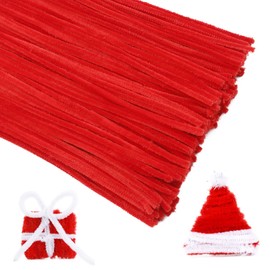 150 Pieces Christmas Pipe Cleaners Chenille Stem, Red Craft Pipe Cleaners,DIY Craft Fuzzy Sticks,Pipe Cleaners Bulk for Arts and Crafts, Xmas Home Decoration