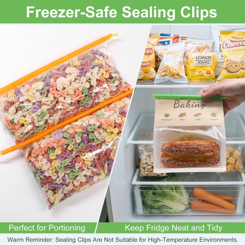 SumDirect 16-Piece Food Bag Sealer Clips| Reusable Plastic Sealer Sticks