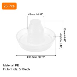 uxcell 26Pcs Glass Table Top Bumpers with Stem, 8mm/0.31Inch White Rubber Bumper Grippers Anti Collision Slip Glass Table Spacers for Patio Table Cabinet Furniture (Fits 5/16Inch Hole)