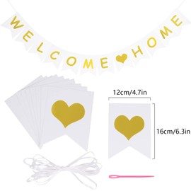 12 Pieces Welcome Home Decoration, Welcome Home Banners and Balloons for Home Party Decoration, Gold