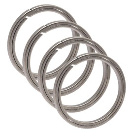 BUXIMN Titanium Key Ring, Heavy Duty Keychain Split Side Pushing Key Rings Black Keyring for Carabiner Dog Tag Clip Car Keyrings (4pcs, ID 0.66")