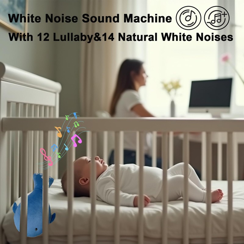 Baby Vibrating Sleep Soother, Portable White Noise Machine for Baby