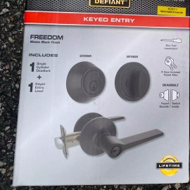 Defiant Freedom Matte Black Single Cylinder Combo Pack Keyed Entry