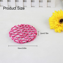 JRYXDS Pack of 6 Hair Nets Bun Net Hair Net Perfect Hold of Ballet Bun for Gymnastics Rhythmic Sports Gymnastics Ballet Riding Figure Skating (Pink, Light Purple, Blue, Black, Red, Purple)