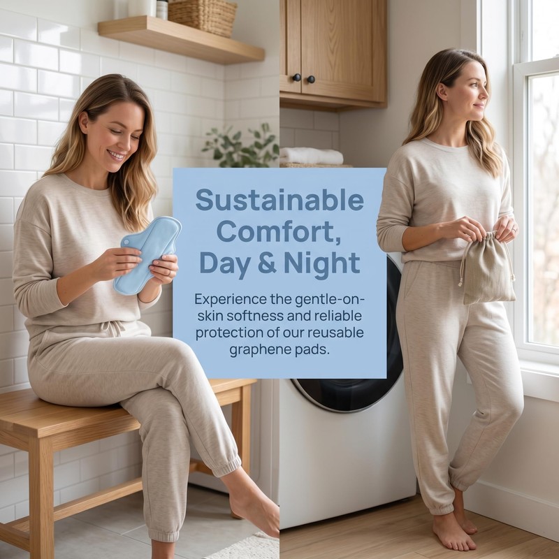 6 Pack Reusable Incontinence Pads with Graphene Technology -Leak-Proof &