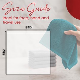 RIVERSIDE 12 Pack Washcloths - 12x12 Inches, 400 GSM, 100% Ring-Spun Cotton - Soft, Absorbent & Durable Face and Body Towels - for Bathroom, Spa, Gym, Makeup Removal & Everyday Use - Teal