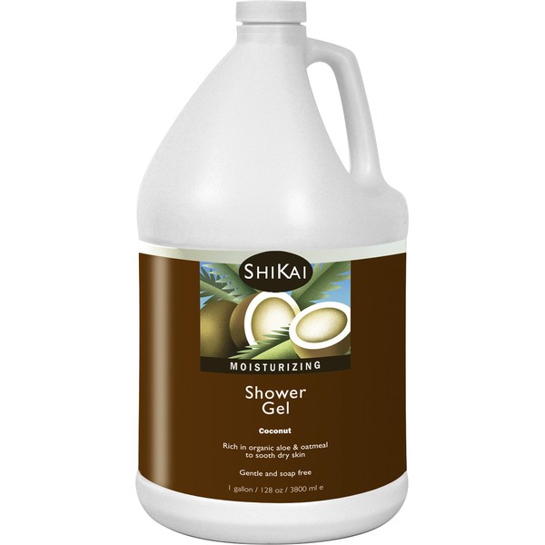 Shikai - Coconut Moisturizing Shower Gel, Rich in Aloe Vera & Oatmeal That Leaves Skin Noticeably Softer & Healthier, Relief for Dry Skin, Gentle Soap-Free Formula (Coconut, 1 Gallon)