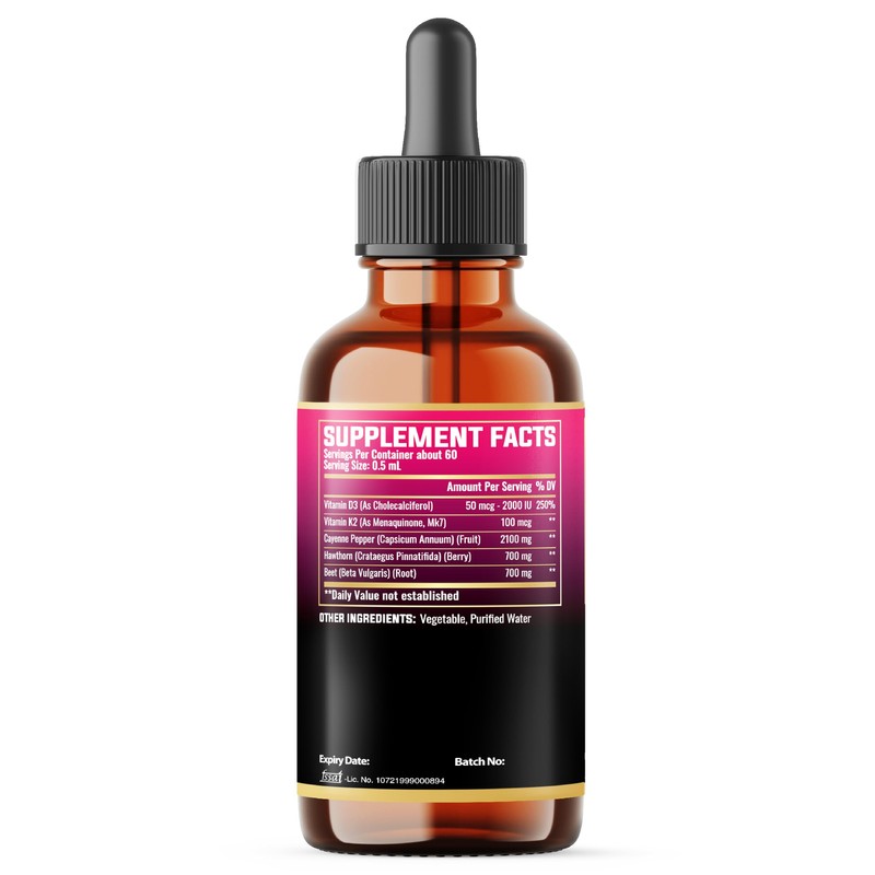 MILIVOL 5in1 Cayenne Pepper Liquid Drops with Hawthorn Berry and