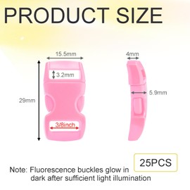 25Pack 3/8" Paracord Buckles, Curved Paracord Bracelet Buckles, Plastic Side Release Buckles for Parachute 550 Cord Paracord Bracelets Clasps Dog Collar Straps Buckle DIY Craft Accessories (BabyPink)