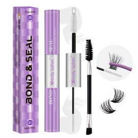 Lash Bond and Seal Waterproof Strong Hold Individual Lash Glue, 2 in 1 Eyelashes Glue for Lash Clusters DIY Eyelash Extensions Glue-Clear
