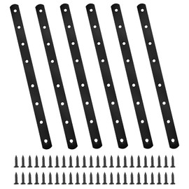 6 Pieces Flat Connectors Black, 201 Stainless Steel Connectors, Countersunk Screw Hole Design Flat Connector, with 48 Screws Connecting Sheet, for Furniture, Cabinets, Shelves (Black)