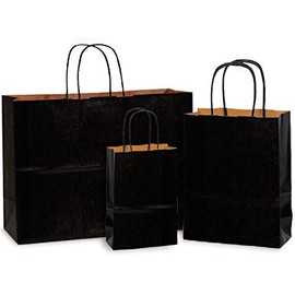 125 PK, Black 100% Recycled Kraft Bag Assortment for Weddings, Christmas, Valentine's Day & Birthday, Made in USA