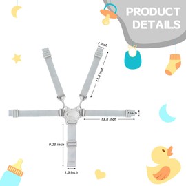 High Chair Straps, Highchair Strap Baby High Chair Accessories, Replacement Harness Straps for Most 5 Point High Chairs(Grey)