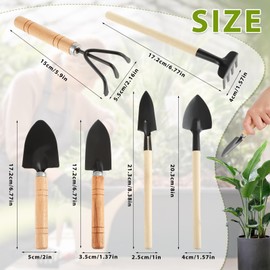 Sibba Small Garden Tools 6 Pcs Mini Miniature Shovel Indoor Succulent Home Tiny Gardening Kit Plant Potted Repotting Flower Wood Handle Care Transplant Accessories Potted Houseplant