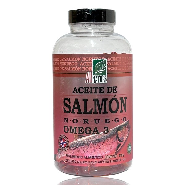 Aceite de Salmón Noruego Omega 3, 320 capsulas All Nature.