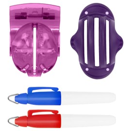 Birdie Guard Golf Ball Liner - Triple Track Technology - Improving Alignment on Putting Green, Golf Ball Liner Alignment Tool, 2 Ball Liners and 2 Pens (Purple)