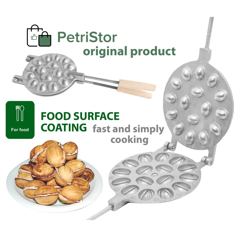 PetriStor Walnut Cookie Mold Maker 16 nut Oreshki Mold Maker