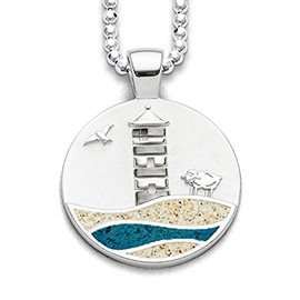 DUR Jewellery Pendant Pilsumer Lighthouse Stone Beach Sand Silver Rhodium-Plated 925 Silver (P3957), Sterling Silver, No Gemstone