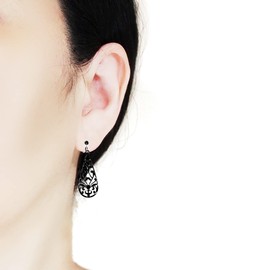 Women's Teardrop Earrings, Watermark Pattern, Filigree Teardrop, Popular, Silver, Gold, Swaying, Stylish, Cute, Non-Hole Earrings, Painless, Resin Earrings, Earring, Miyabi Grace