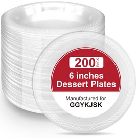 200-Pack 6-Inch Clear Plastic Dessert Plates Disposable - Small Appetizer Desert Plates for Wedding, Party, Cake Serving - BPA-Free Disposable Plates Bulk