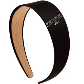 Lonedy 6 pieces hard headbands, 1 inch wide non-slip ribbon hairband for women Black