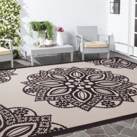 Safavieh Courtyard Collection CY6139 Indoor/ Outdoor Area Rug, 6'7" x 9'6", Beige / Black