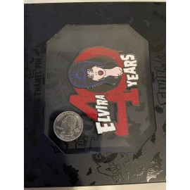 kreepsville 666 ELVIRA 40 YEARS LOGO RED GLITTER JUMBO Slider PIN Kreepsville $29.99 Retail NEW!