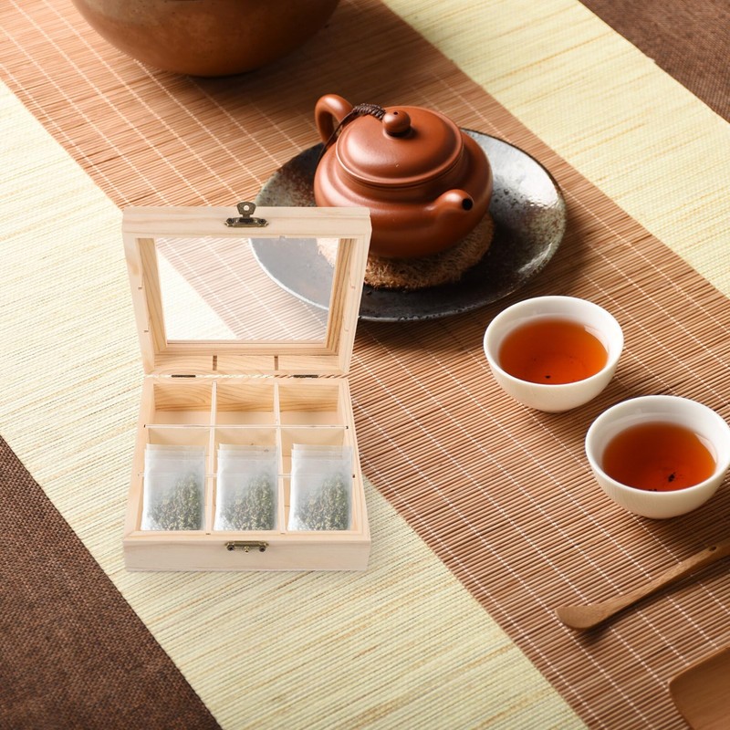 Luxshiny Tea Box Organizer Storage Box - Wooden Tea Bag