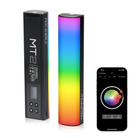FEELWORLD MT2 Handheld Light Wand,360° RGB LED Video Light for Photography,3000mAh Rechargeable Mini Light Stick for Video Shooting Professional Tube Lights with Magnetic