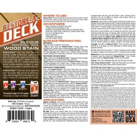 Restore-A-Deck Solid Color Stain for Decks & Exterior Wood (1 Gallon, Desert Taupe)