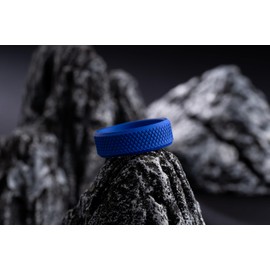 100S JEWELRY Knurl Tungsten Rings with Knurling Diamond Pattern Men Wedding Band 8mm wide Hypoallergenic Size 6-16 (Navy Blue, 7.5)