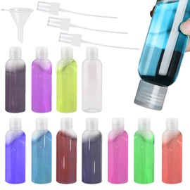ZoeTekway Pack of 10 Transparent 100 ml Small Bottles Hand Luggage Travel Set with Flip Cap Empty Travel Bottles for Filling (with Three Nozzles and a Funnel)