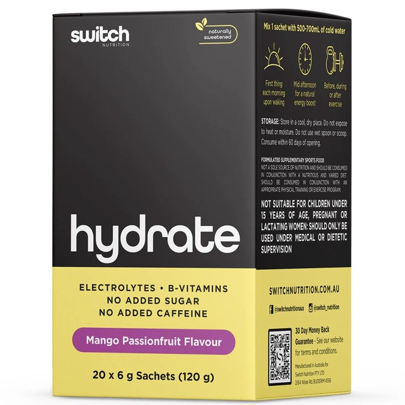Switch Nutrition Hydrate 20 Sachets Mango Passionfruit