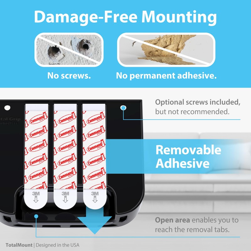TotalMount Hole-Free Remote Holders – Eliminate Need to Drill Holes
