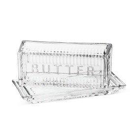 Abbott Collection Quarter Lb Glass Butter Dish with Cover, 7 inches Long, Clear